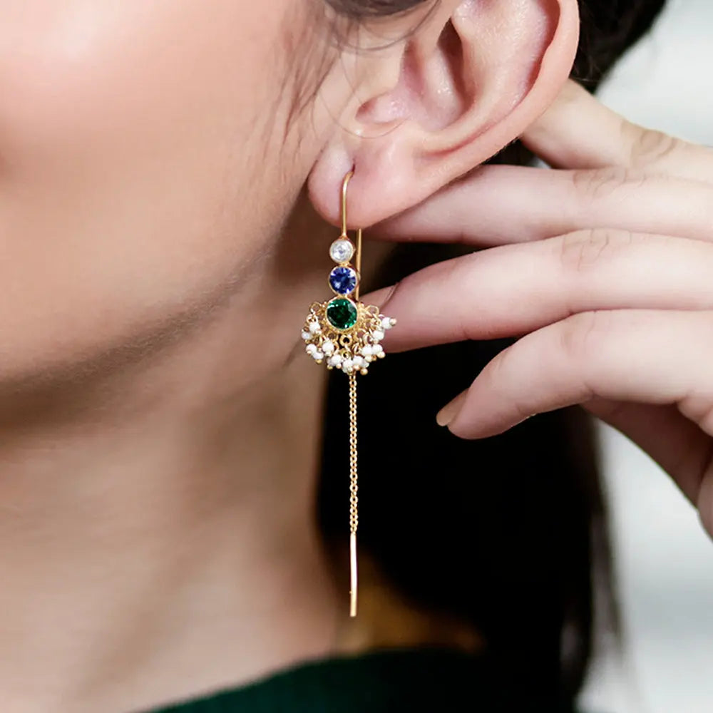 Buy Vaibhav Jewellers 14K Gold Floral Suidhaga Earrings 485DA422 Online  from Vaibhav Jewellers